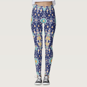 Leggings Ikat Geometric: Ornamento Folklore Oriental.