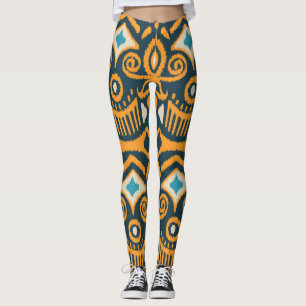 Leggings Ikat hecho a mano: patrón de tela étnica