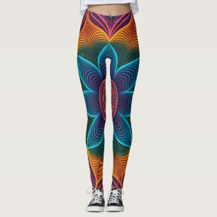 Leggings Ilusión de onda psicodélica Neon 3D continuo