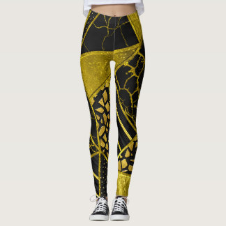 Leggings Ilusión de textura del triángulo negro dorado