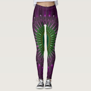 Leggings Ilusión fractal púrpura y verde