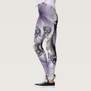 Leggings Ilusión Lilac Resumen Arte Fractal Floral Fantasía
