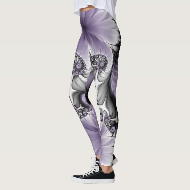 Leggings Ilusión Lilac Resumen Arte Fractal Floral Fantasía (Izquierda)