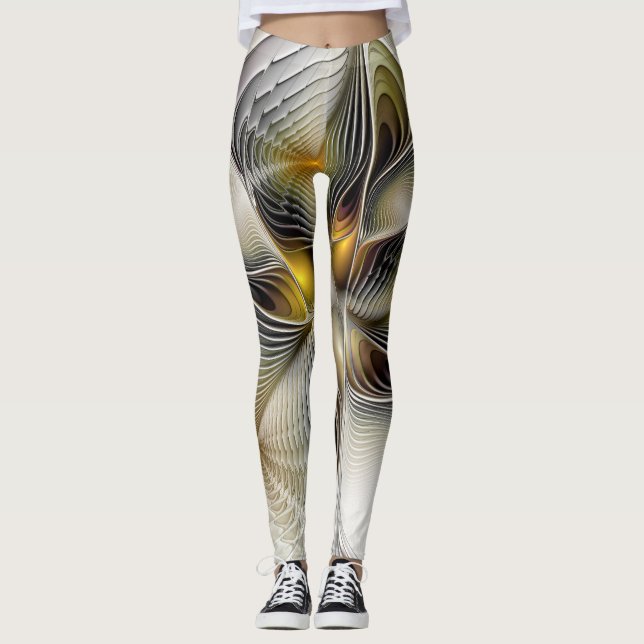 Leggings Ilusión óptica abstracta fractal 3D con profundida (Anverso)