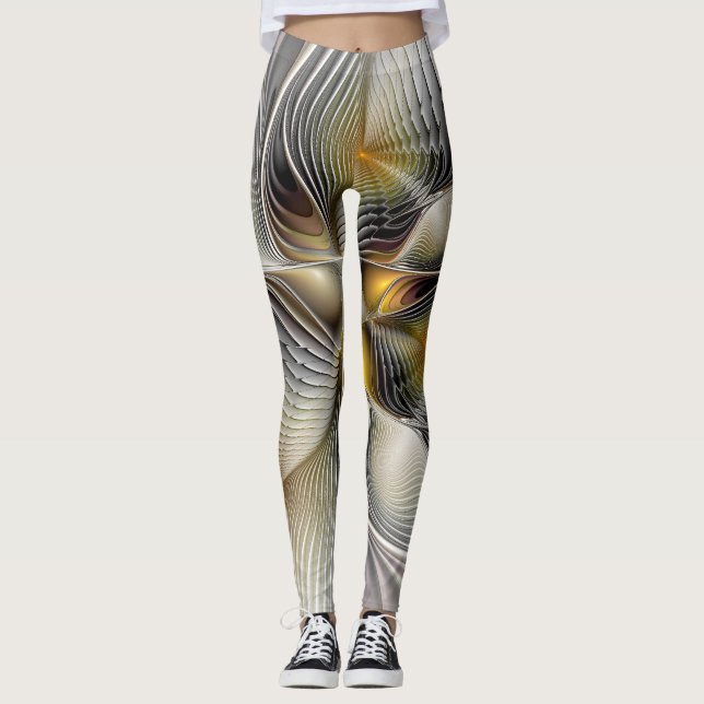 Leggings Ilusión óptica abstracta fractal 3D con profundida (Anverso)