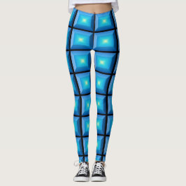 Leggings Ilusión óptica Aqua Resumen Rectangular