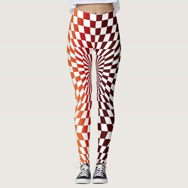 Leggings Ilusión óptica de tablero de ajedrez estilo de art (Anverso)