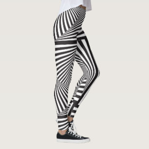 Leggings Ilusión óptica espiral blanca negra hermosa
