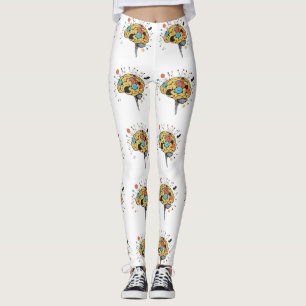 Leggings Ilustración abstracta de salud mental del cerebro