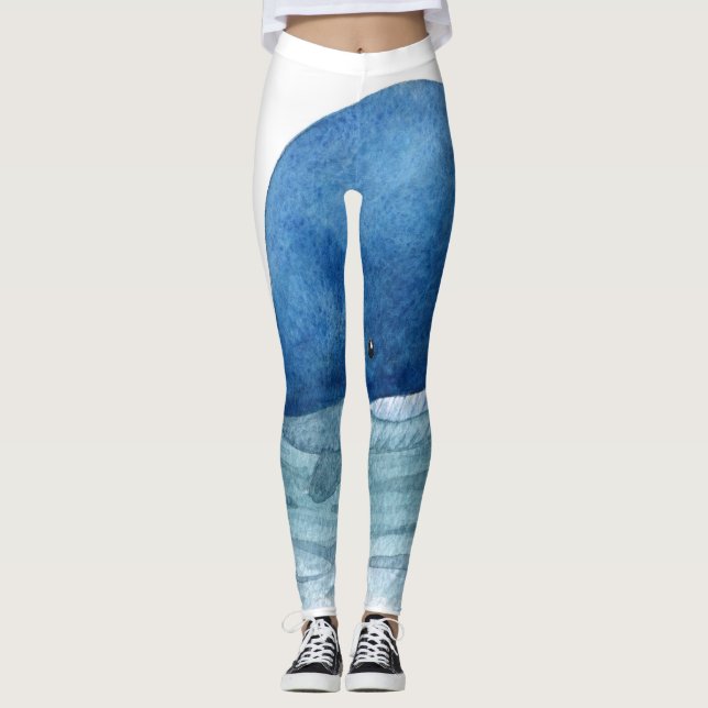 Leggings Ilustracion acuático Cute Blue Whale (Anverso)