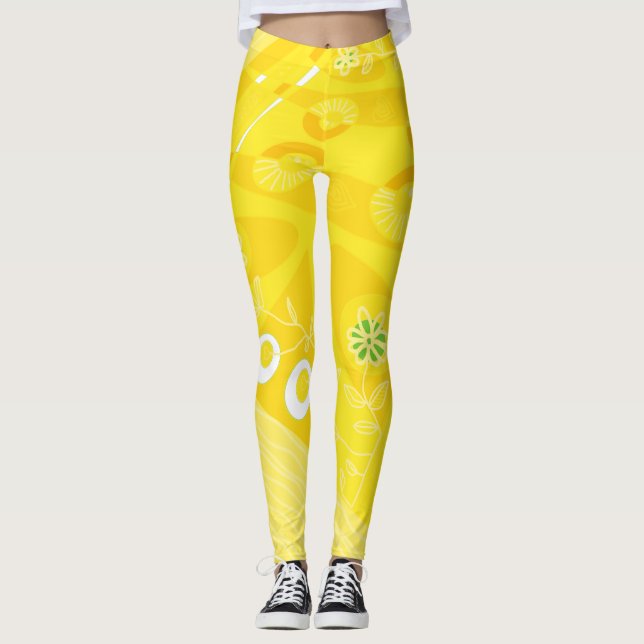 Leggings Ilustracion Bohemio Chintz Amarillo (Anverso)