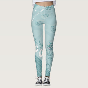 Leggings Ilustracion Bohemio Chintz Dusty Duck Huevo Azul
