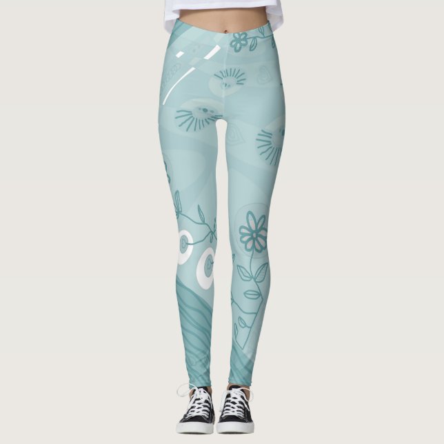 Leggings Ilustracion Bohemio Chintz Dusty Duck Huevo Azul (Anverso)
