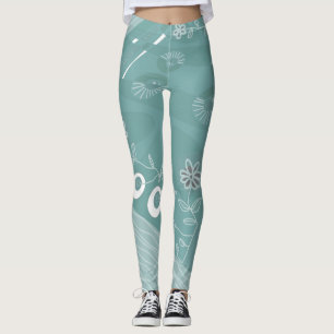 Leggings Ilustracion Bohemio Chintz Dusty Duck Huevo Azul 2