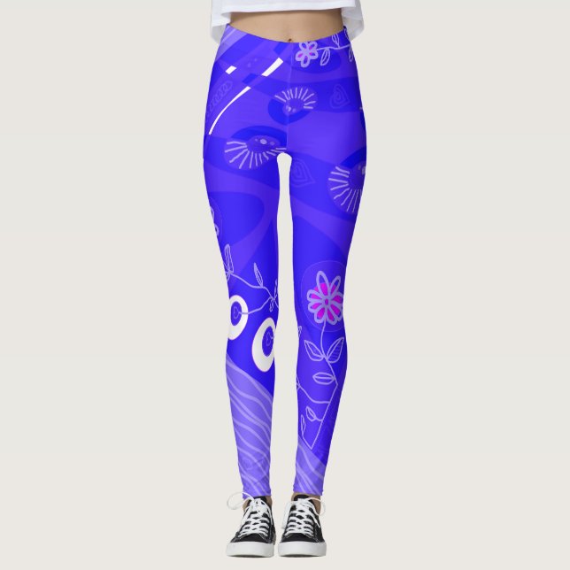 Leggings Ilustracion bohemio Chintz Indigo (Anverso)