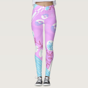 Leggings Ilustracion bohemio Chintz Lilac Blue Claret