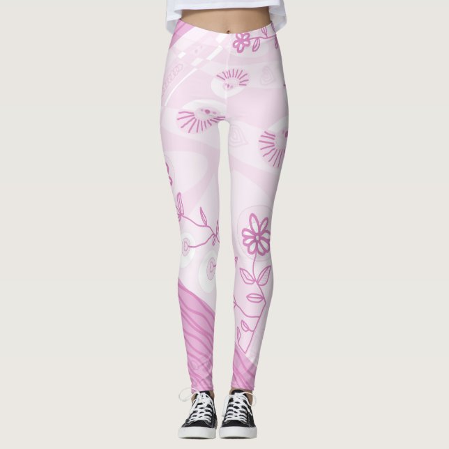 Leggings Ilustracion bohemio Chintz Pastel Rosa (Anverso)