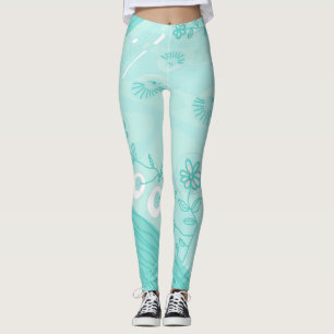Leggings Ilustracion bohemio Chintz Pastel Turquoise