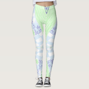 Leggings Ilustracion bohemio Chintz Pastel Verde Azul