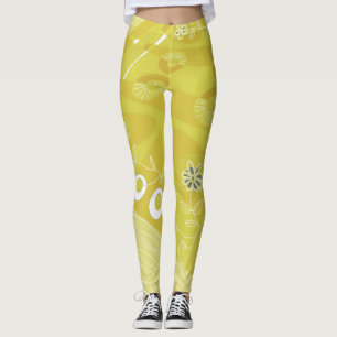 Leggings Ilustracion bohemio Chintz Pear amarillo verde