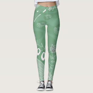 Leggings Ilustracion bohemio Chintz Sage Green