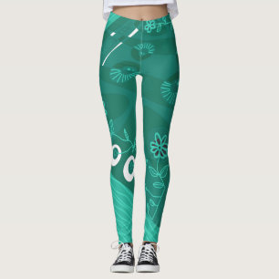 Leggings Ilustracion bohemio Chintz Verdant Green Blue