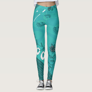 Leggings Ilustracion bohemio Chintz Verde azulado 2