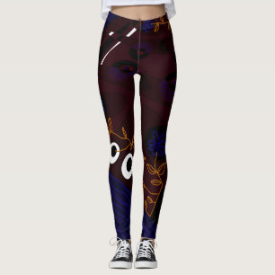 Leggings Ilustracion bohemio de Chintz Maroon Indigo Naranj