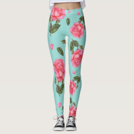 Leggings Ilustracion botánico de color rosa de agua