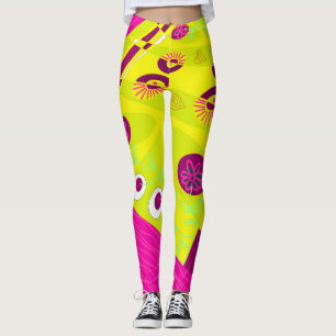 Leggings Ilustracion Chintz Bohemiano Óchre Magenta