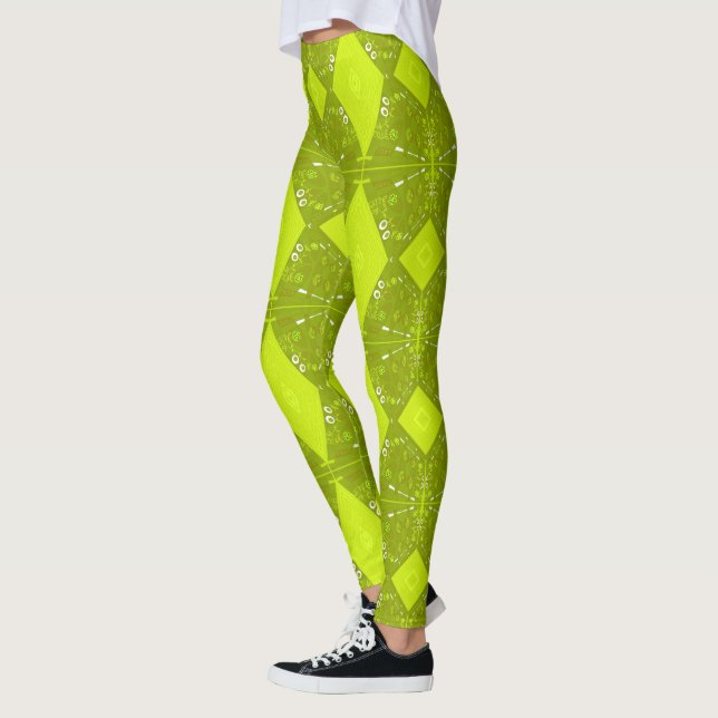 Leggings Ilustracion Chintz Bohemio Aguacate de Oliva Verde (Izquierda)