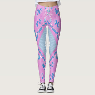 Leggings Ilustracion Chintz Bohemio Azul Rosa Blanco 1