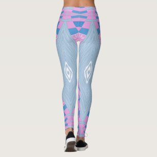 Leggings Ilustracion Chintz Bohemio Blanco Azul Rosa 2