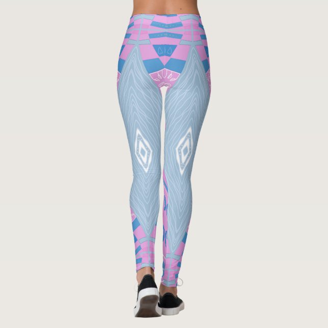 Leggings Ilustracion Chintz Bohemio Blanco Azul Rosa 2 (Reverso)