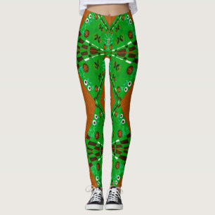 Leggings Ilustracion Chintz Bohemio Turquesa Verde