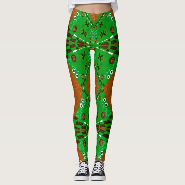 Leggings Ilustracion Chintz Bohemio Turquesa Verde (Anverso)