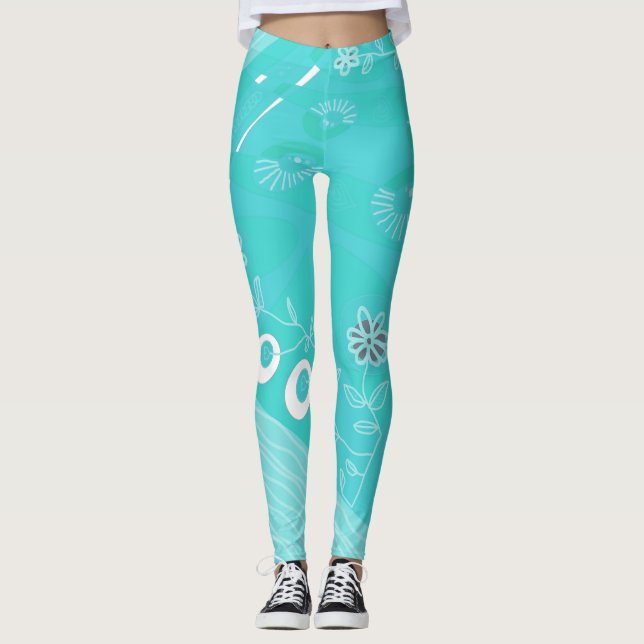 Leggings Ilustracion Chintz Bohemio Turquoise (Anverso)