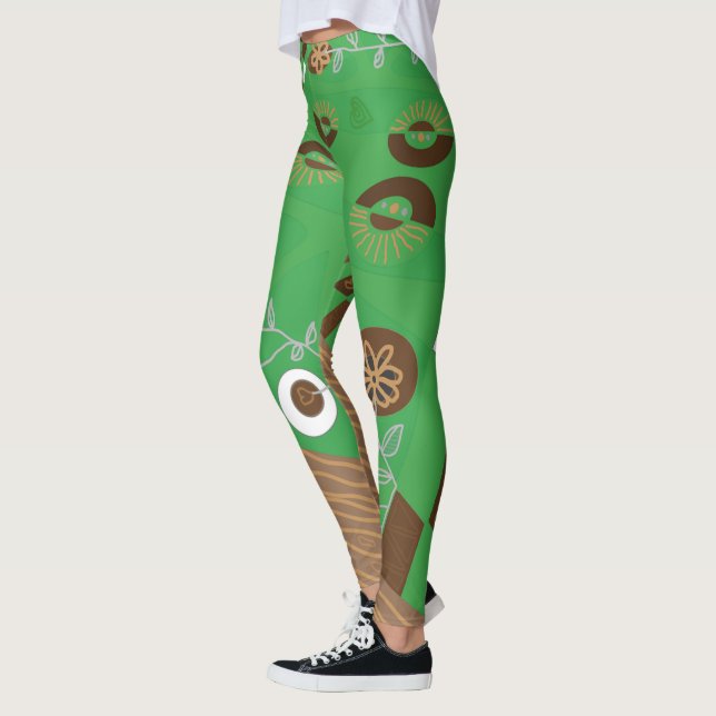 Leggings Ilustracion Chintz Bohemio Verde Gris Marrón (Izquierda)