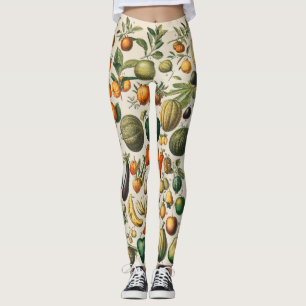 Leggings Ilustracion científico botánico de frutas