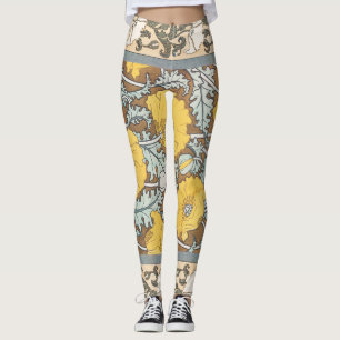 Leggings ilustración de arte de amapola flor amarilla