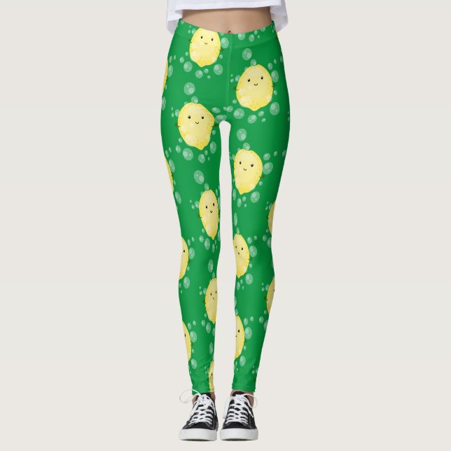 Leggings Ilustración de burbujas de dibujos animados de fru (Anverso)