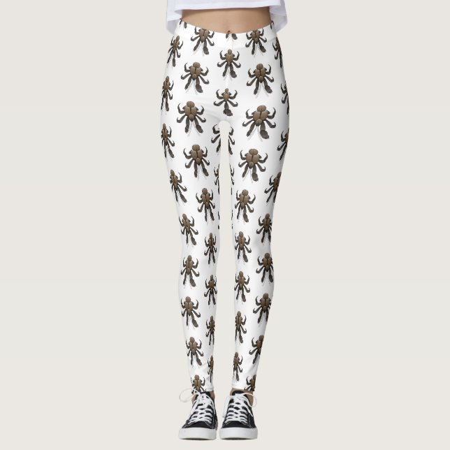 Leggings Ilustración de cangrejo de coco de dibujos animado (Anverso)