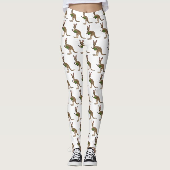 Leggings Ilustracion de canguro australiano bastante feliz (Anverso)