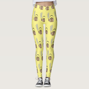 Leggings Ilustración de caricatura de tetera de cocina o es