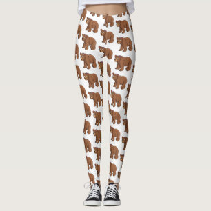 Leggings Ilustración de dibujo animado de oso lindo con flo