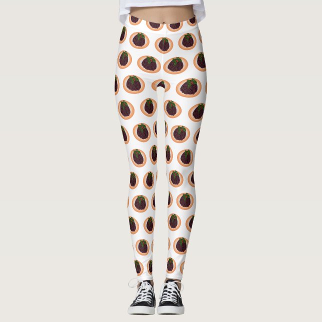 Leggings Ilustración de dibujos animados de pudín de Navida (Anverso)