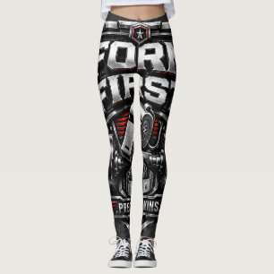 Leggings Ilustración de emblema de gimnasio metálico Form F