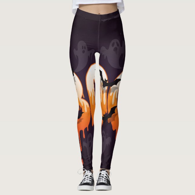 Leggings Ilustración de la noche de Halloween (Anverso)