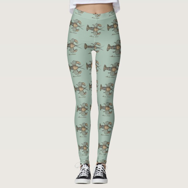 Leggings Ilustracion de langosta Antique Maine (Anverso)