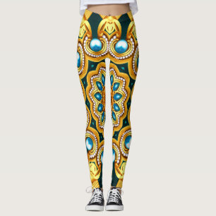 Leggings Ilustracion de marco decorativo Pearl Gold
